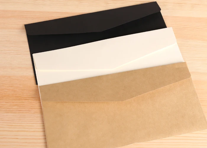 10Pcs Vintage Kraft Paper Envelopes Blank A4 Triangle Cowhide Handmade Black Set Writing Christmas Invitations 22*11CM