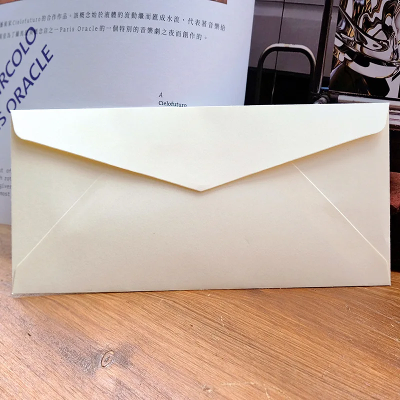 10Pcs Vintage Kraft Paper Envelopes Blank A4 Triangle Cowhide Handmade Black Set Writing Christmas Invitations 22*11CM