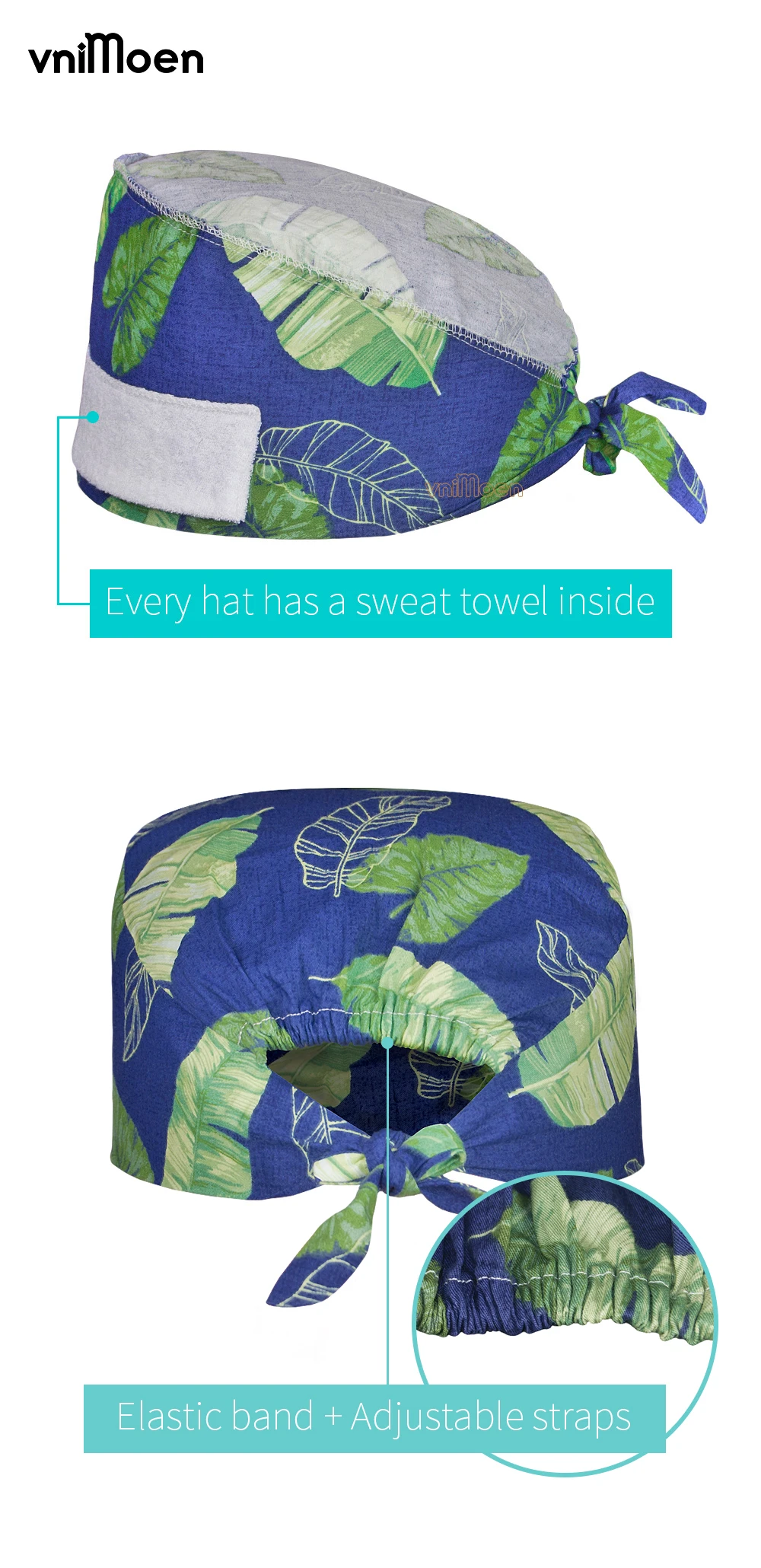 2024 New Christmas Scrubs Caps Santa Claus Print Cap Pet Grooming Agency Headcap Work Scrubs Hat Nursing dust Cap