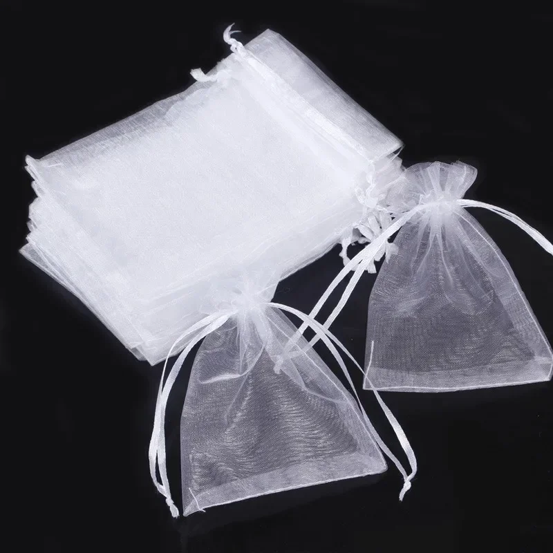 1-200pcs Organza Drawstring Pouches, Gift Bags Candy Jewelry Party Wedding Favor Bags Gift for Christmas Candy Wedding Birthday