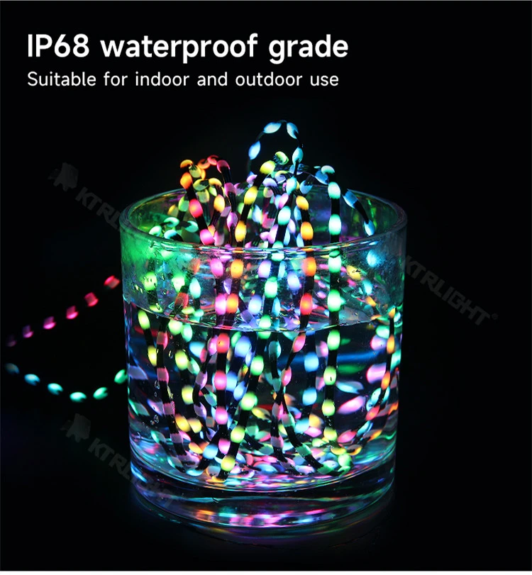 DC12V 3PIN 5cm/10cm Pitch WS2811 WS2812 LED Pebble Pixel String Light RGB Addressable Full Color IP68 Black Wire Christmas Tree