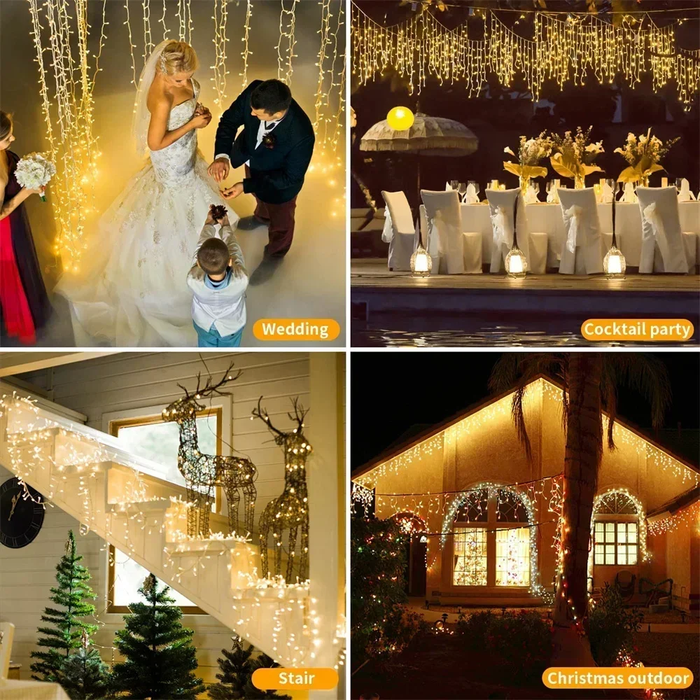 Christmas Decoration 2026 Fairy Lights Led lcicle String Lights Outdoor Curtain Garland Street Garland On The House Party 2025
