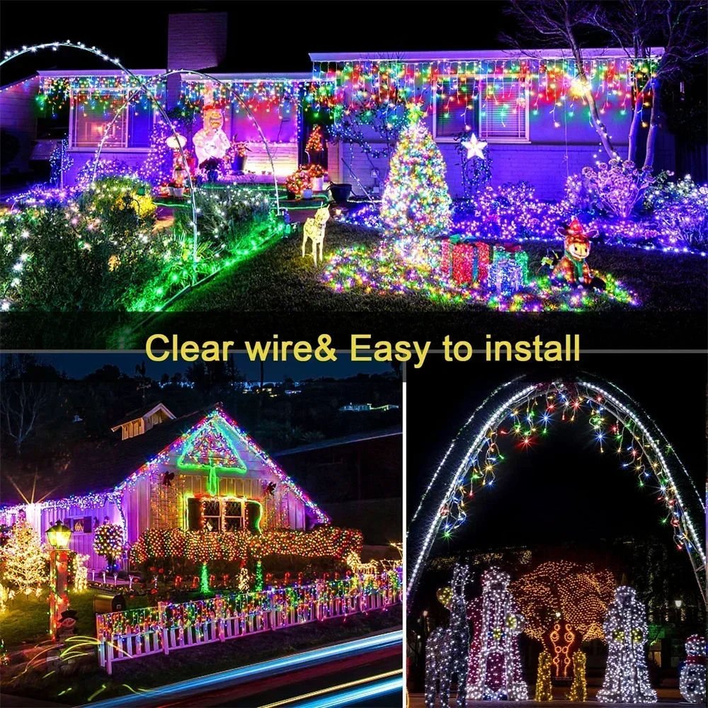 Christmas Decoration 2026 Fairy Lights Led lcicle String Lights Outdoor Curtain Garland Street Garland On The House Party 2025