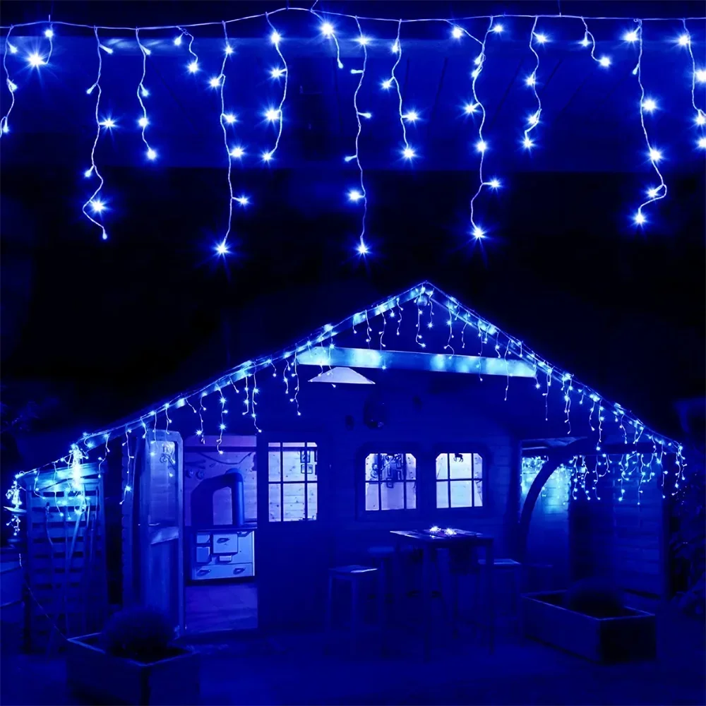 Christmas Decoration 2026 Fairy Lights Led lcicle String Lights Outdoor Curtain Garland Street Garland On The House Party 2025