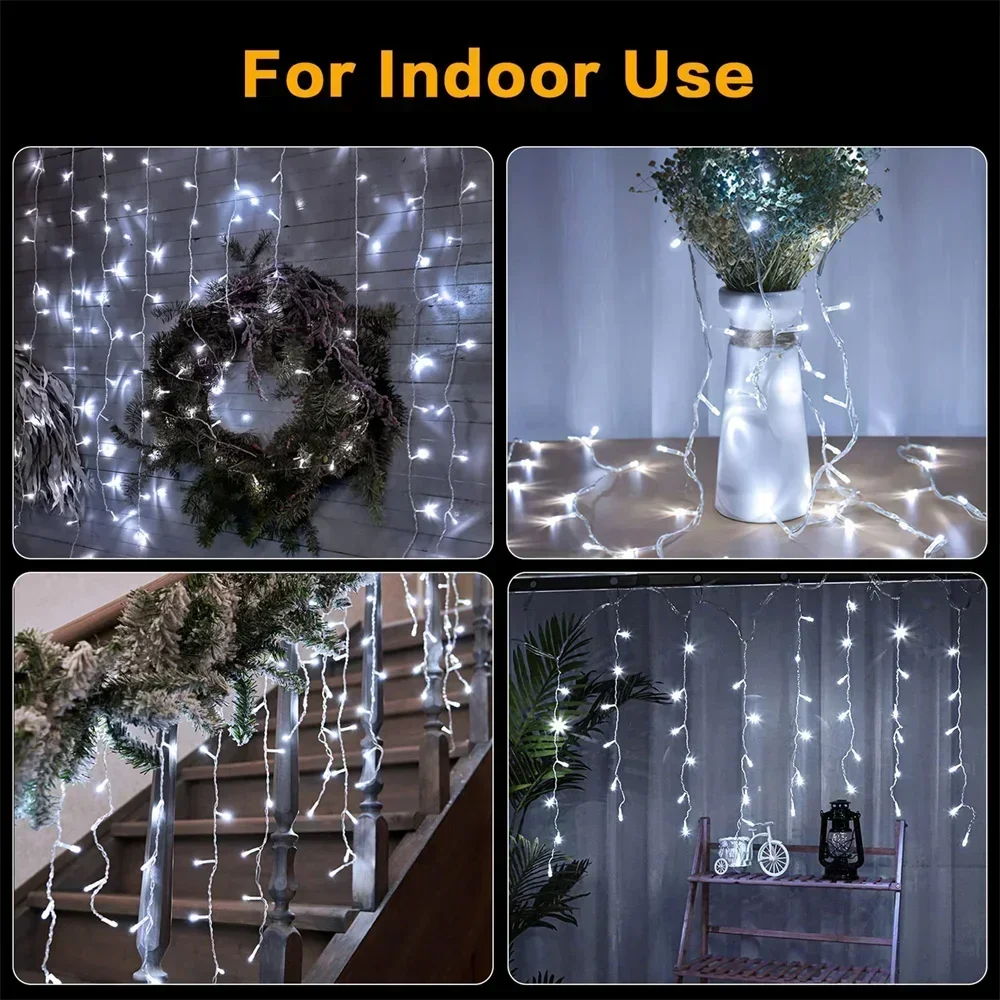 Christmas Decoration 2026 Fairy Lights Led lcicle String Lights Outdoor Curtain Garland Street Garland On The House Party 2025