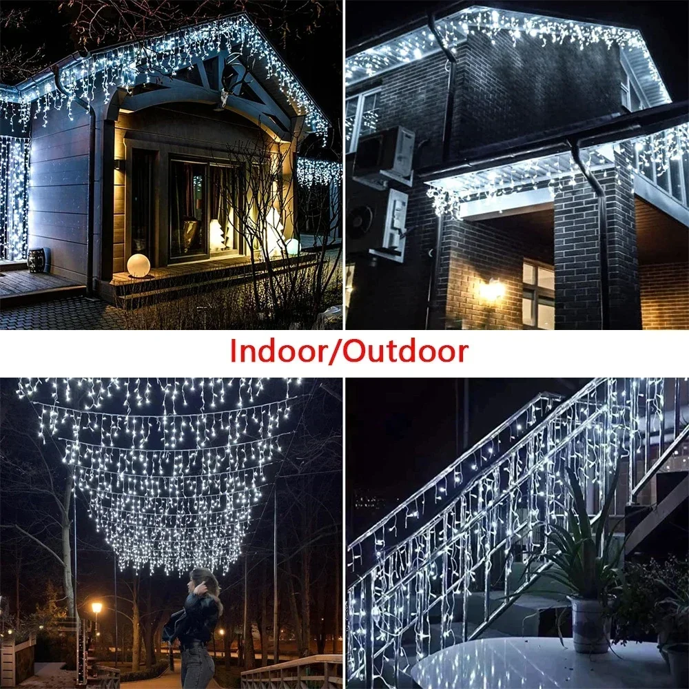 Christmas Decoration 2026 Fairy Lights Led lcicle String Lights Outdoor Curtain Garland Street Garland On The House Party 2025