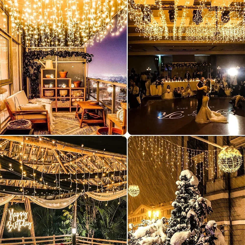 Christmas Decoration 2026 Fairy Lights Led lcicle String Lights Outdoor Curtain Garland Street Garland On The House Party 2025