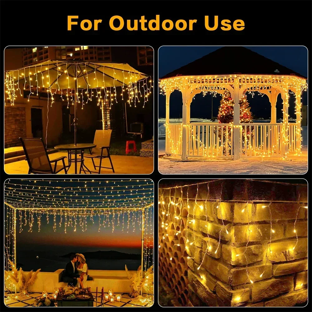 Christmas Decoration 2026 Fairy Lights Led lcicle String Lights Outdoor Curtain Garland Street Garland On The House Party 2025
