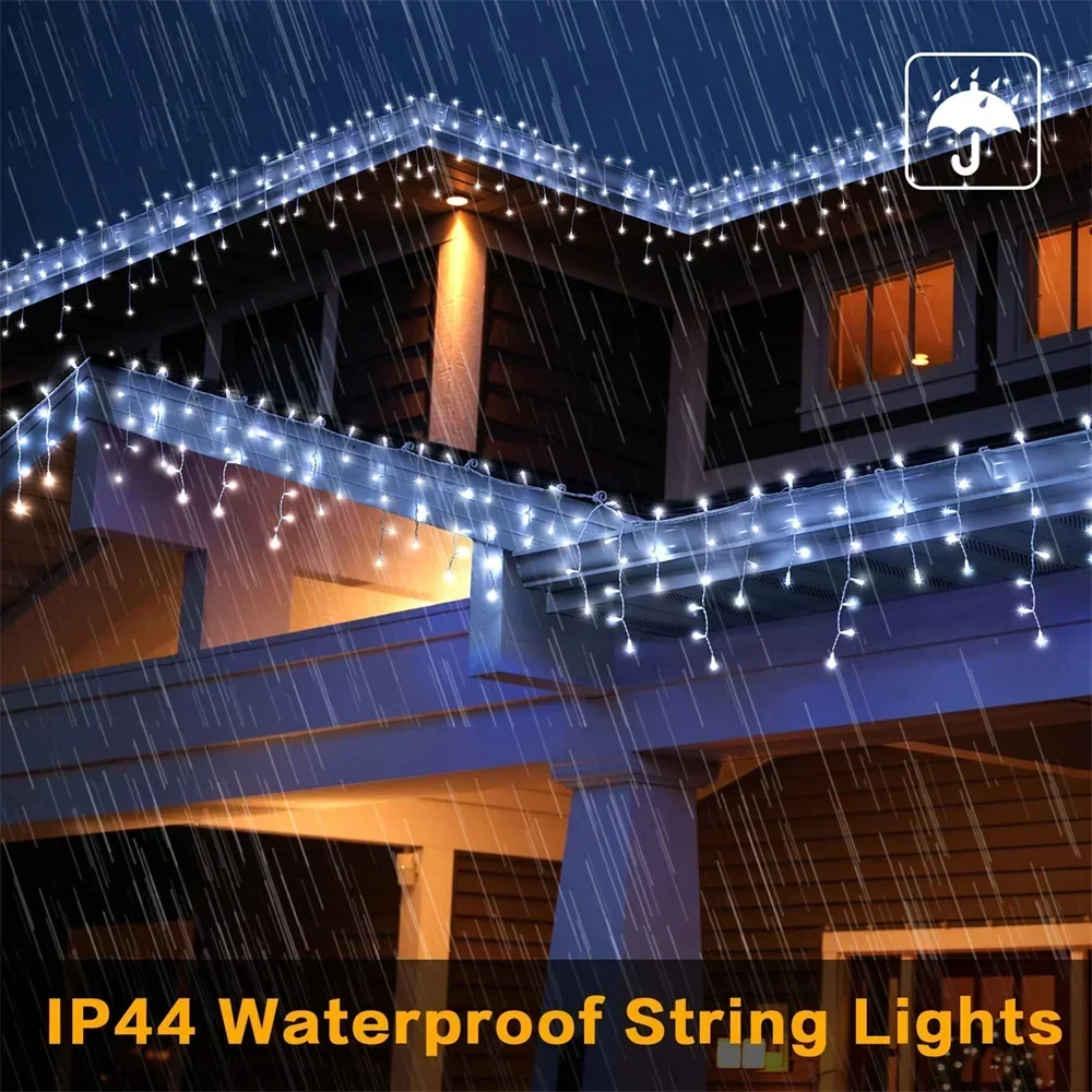 Christmas Decoration 2026 Fairy Lights Led lcicle String Lights Outdoor Curtain Garland Street Garland On The House Party 2025