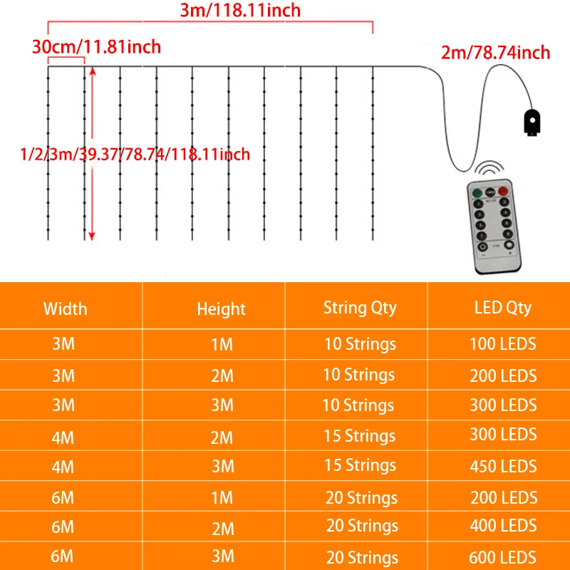 6x3M/3x3m Curtain Garland on The Window USB Power Fairy Lights Festoon with Remote New Year Garland Led Lights Christmas Decor