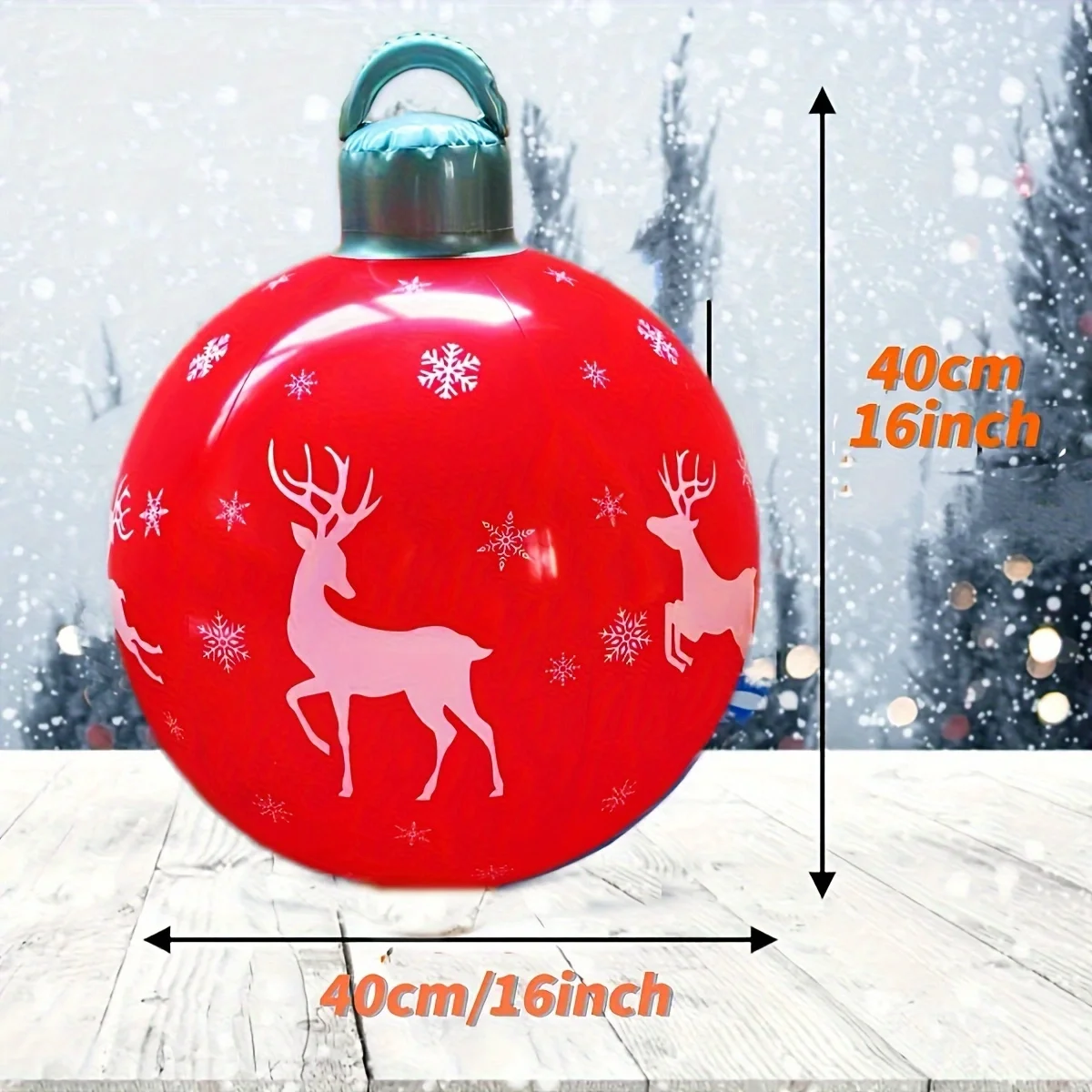 1 Pc 40cm PVC Inflatable Christmas Decoration Ball Ornament. Christmas Outdoor Holiday Yard Lawn Porch Decoration