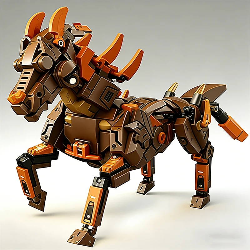 2 in 1 Transformable Robot Building Blocks Superhero Mecha Warrior Horse Animal Bricks DIY Assembly Toys Kids Christmas Gift