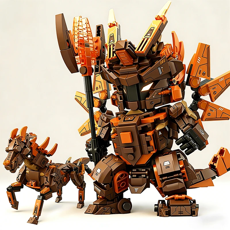 2 in 1 Transformable Robot Building Blocks Superhero Mecha Warrior Horse Animal Bricks DIY Assembly Toys Kids Christmas Gift