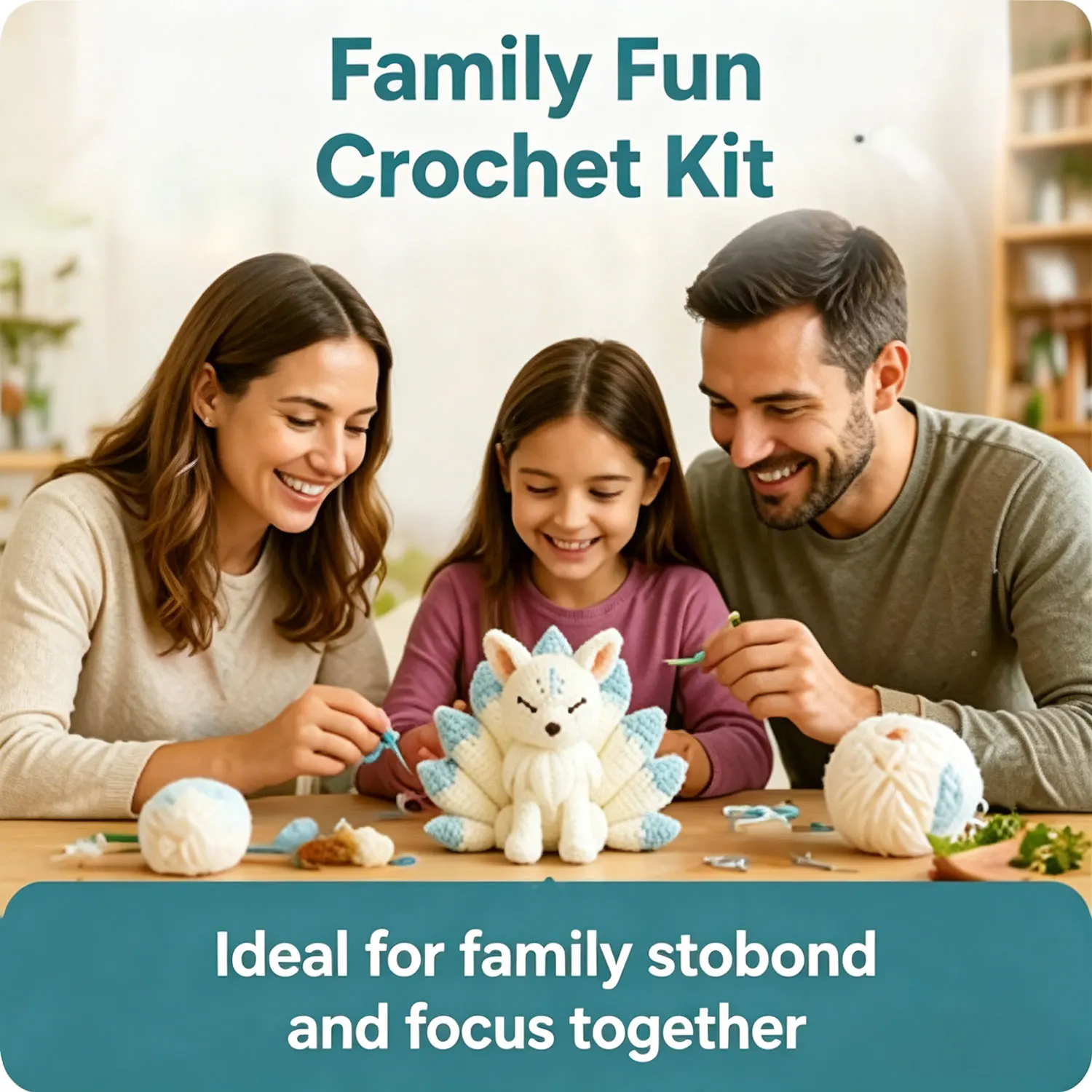 1pc White Nine-Tailed Fox Crochet Kit Suitable for Beginners with All Materials & HD English Tutorial, Christmas Crochet Kit