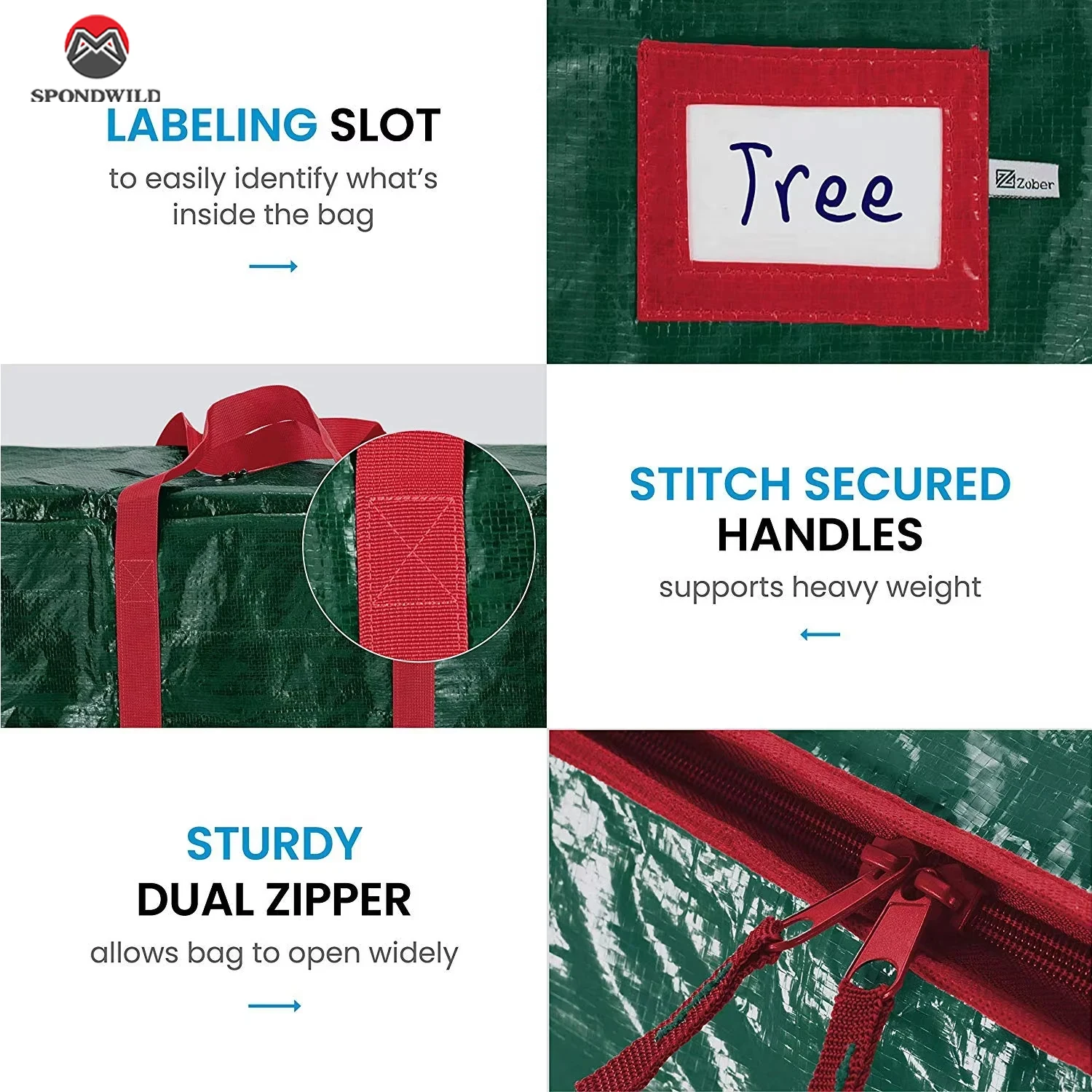 Christmas Tree Storage Bag, Fits 4FT to 9FT Artificial Trees, Waterproof Xmas Storage Box with Durable Handles