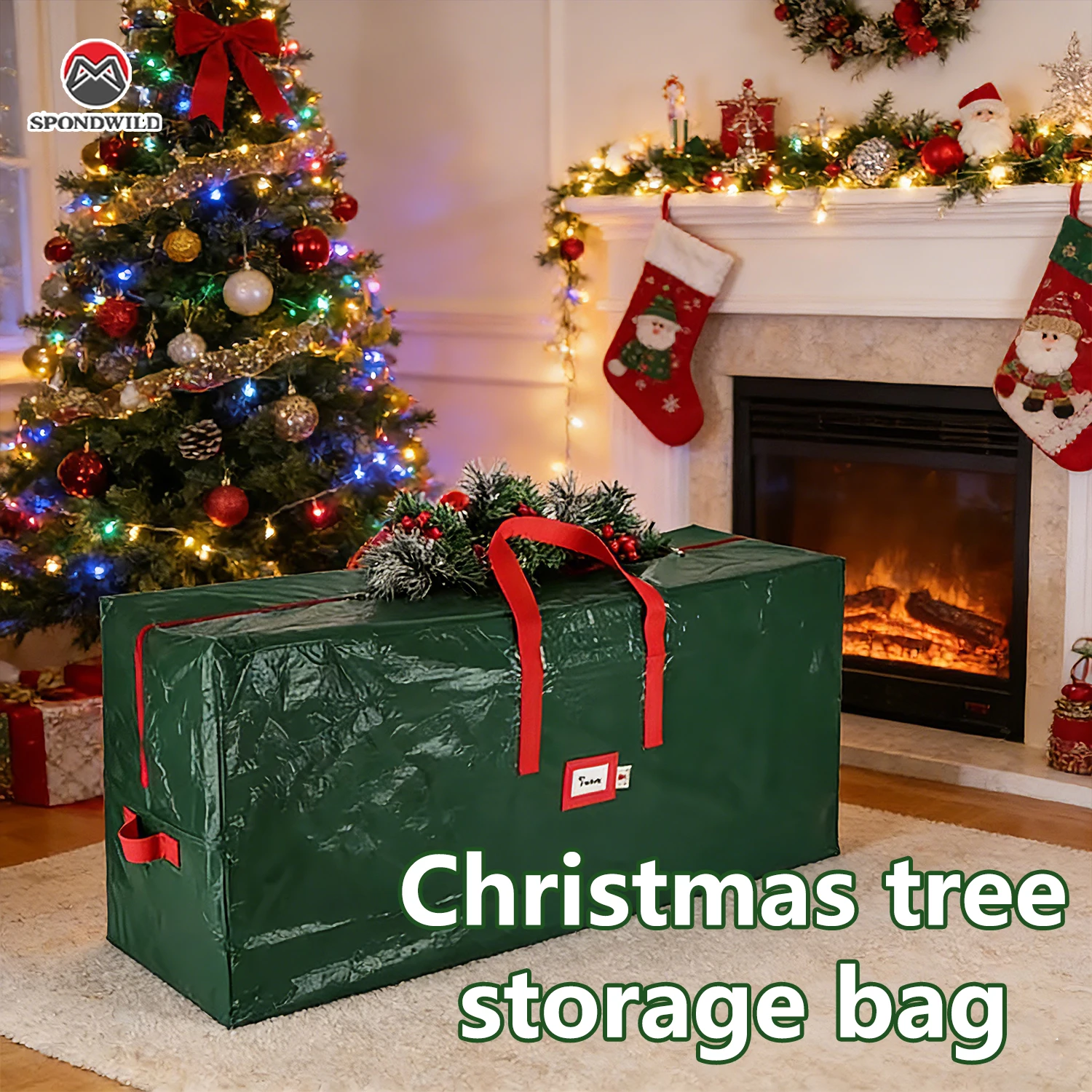 Christmas Tree Storage Bag, Fits 4FT to 9FT Artificial Trees, Waterproof Xmas Storage Box with Durable Handles