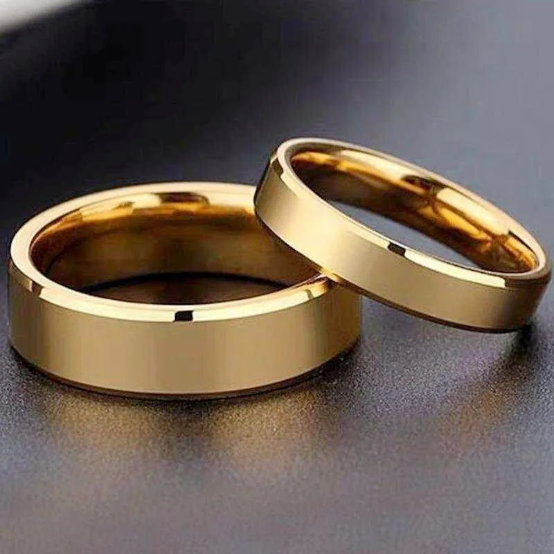 Smooth Stainless Steel Couple Rings Gold Simple 4MM 6MM Women Men Lovers Wedding Jewelry Engagement Halloween Christmas Gifts