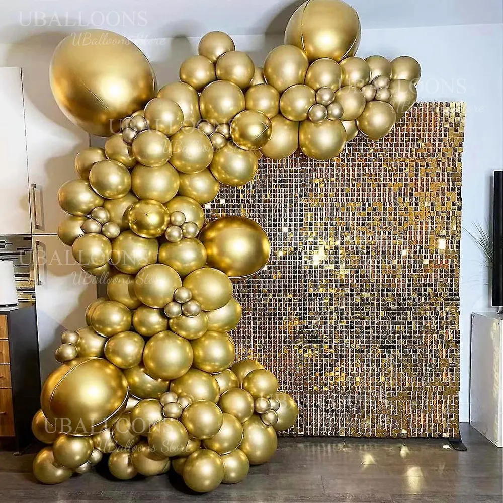 Chrome Gold Balloons Garland 5 10 12 18inch Metallic Gold Chrome Balloons Arch for Birthday Christmas Wedding Party Decorations