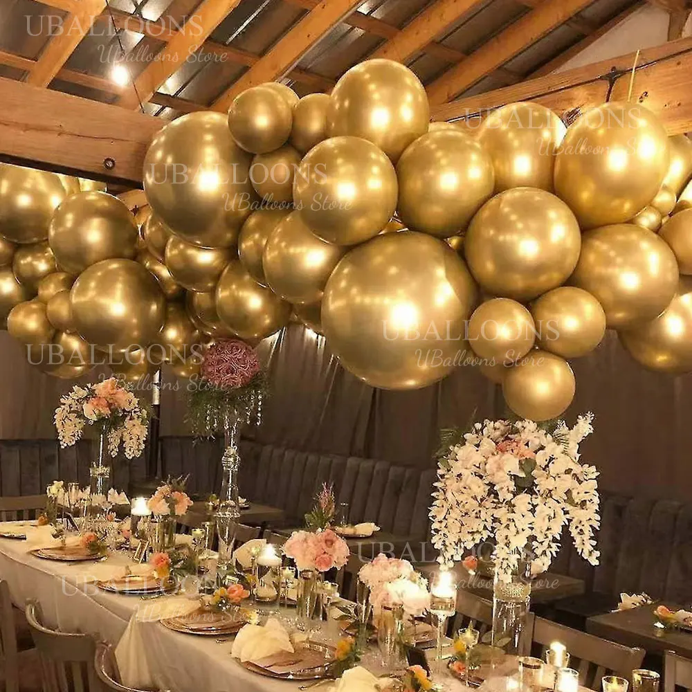 Chrome Gold Balloons Garland 5 10 12 18inch Metallic Gold Chrome Balloons Arch for Birthday Christmas Wedding Party Decorations
