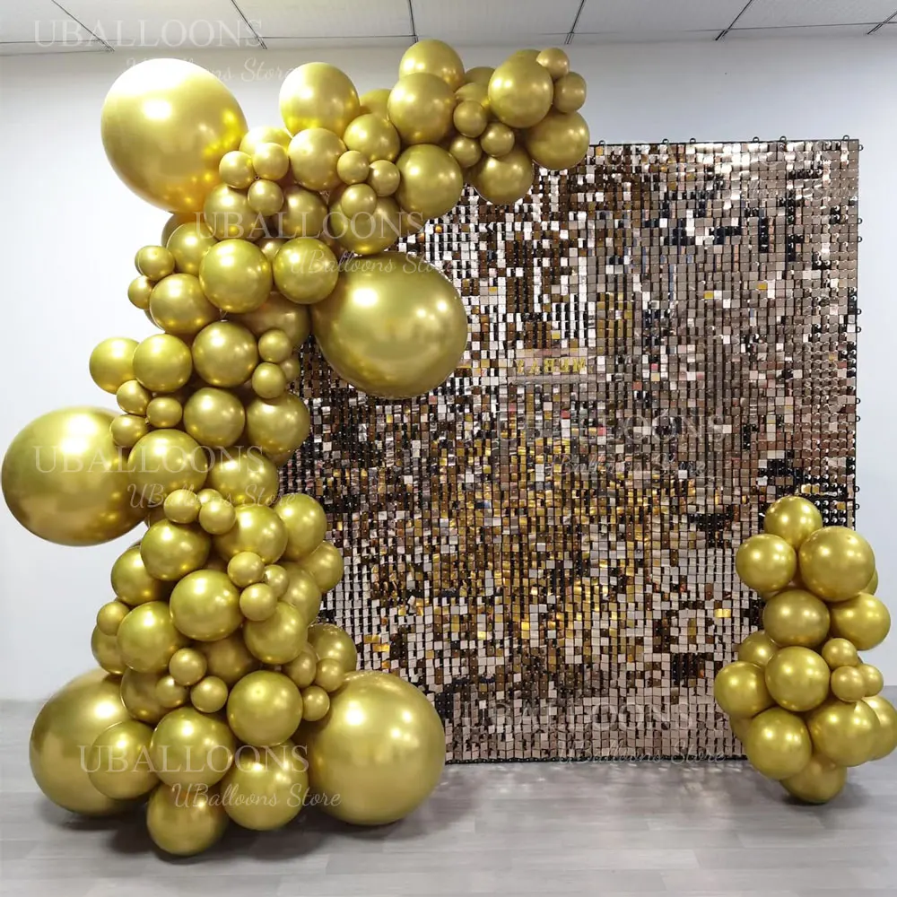 Chrome Gold Balloons Garland 5 10 12 18inch Metallic Gold Chrome Balloons Arch for Birthday Christmas Wedding Party Decorations