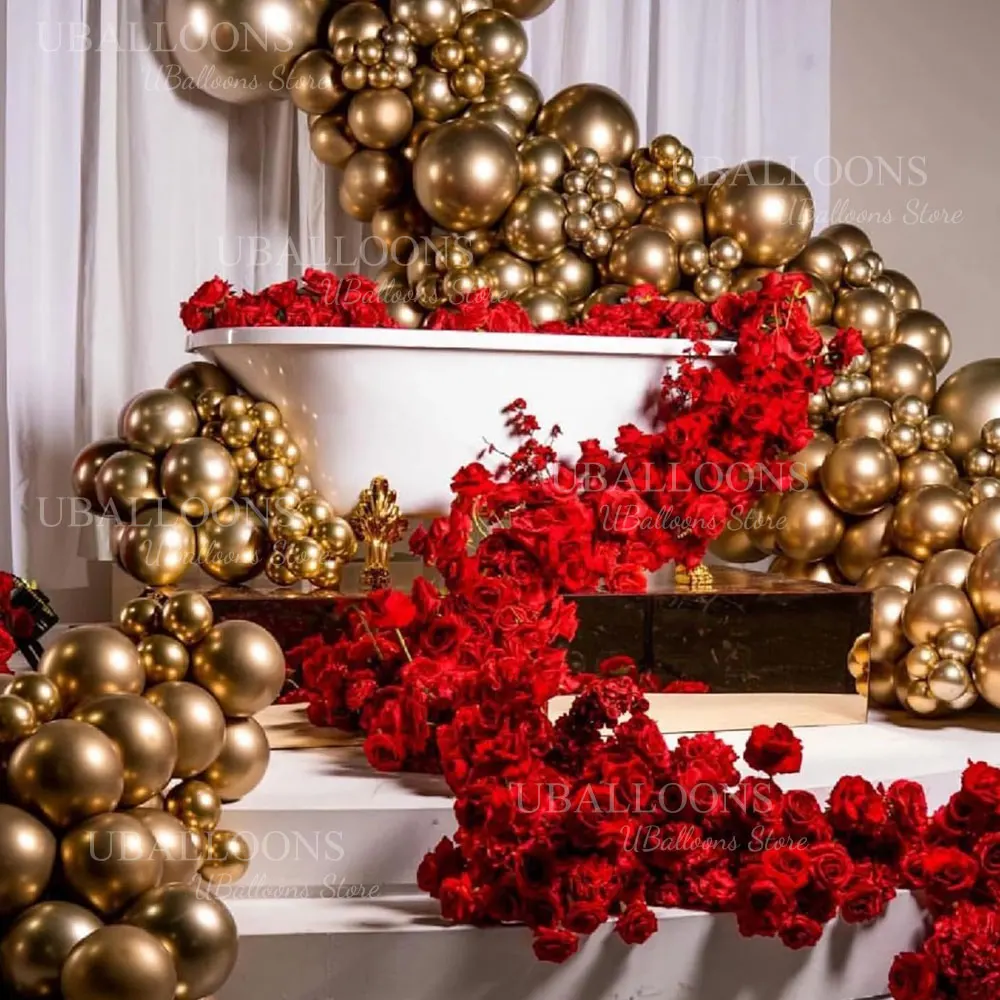 Chrome Gold Balloons Garland 5 10 12 18inch Metallic Gold Chrome Balloons Arch for Birthday Christmas Wedding Party Decorations