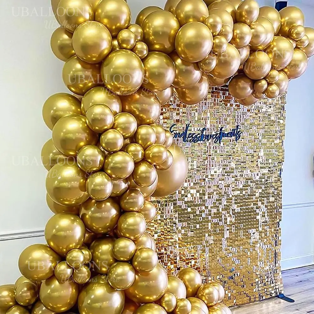Chrome Gold Balloons Garland 5 10 12 18inch Metallic Gold Chrome Balloons Arch for Birthday Christmas Wedding Party Decorations