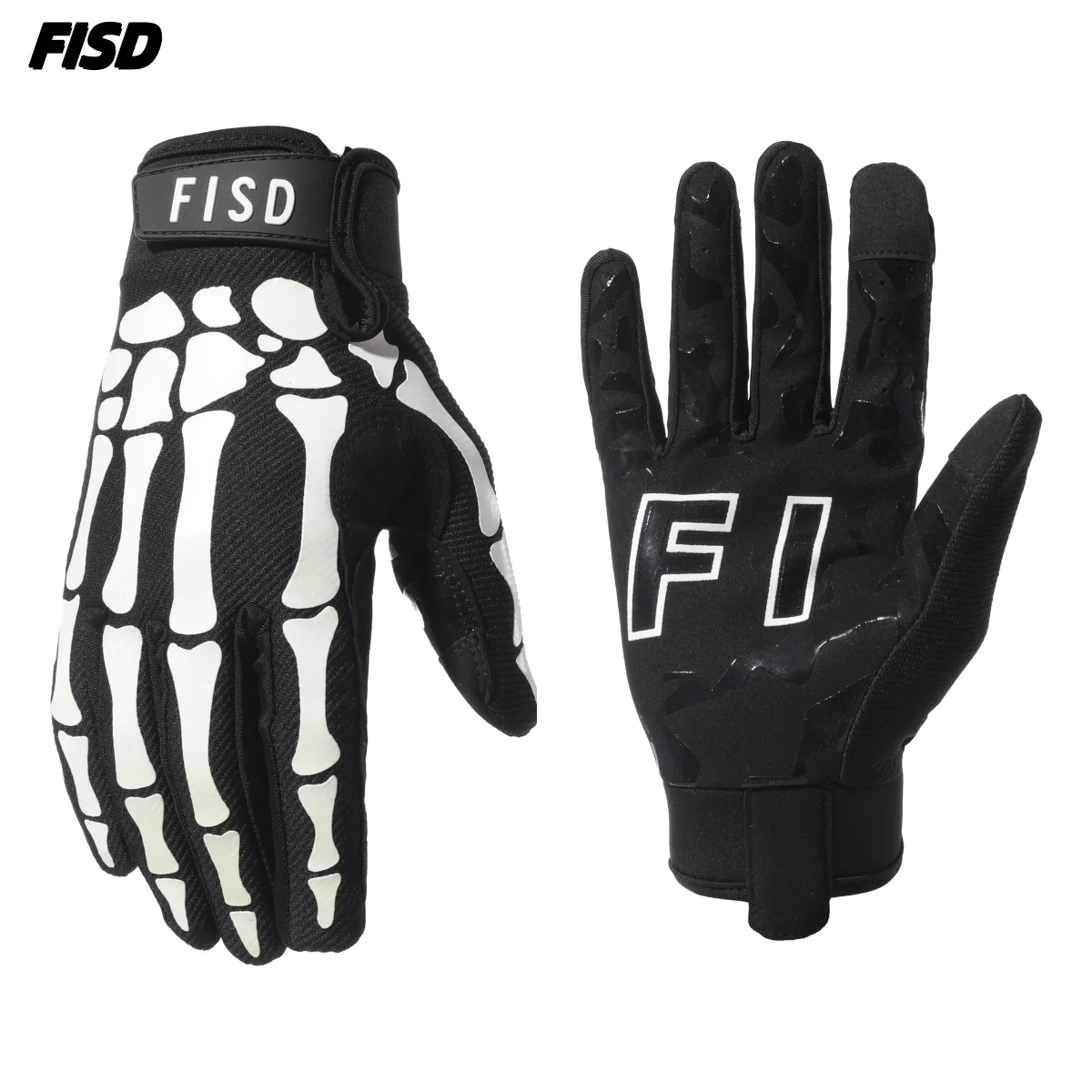 FISD DH MX Long Finger Gloves All-Season Model Christmas Night Light Ghost Claw Anti-Slip Durable for Football Off-Road Moto
