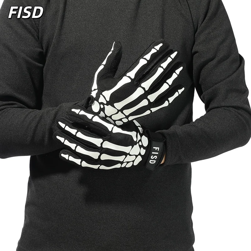 FISD DH MX Long Finger Gloves All-Season Model Christmas Night Light Ghost Claw Anti-Slip Durable for Football Off-Road Moto