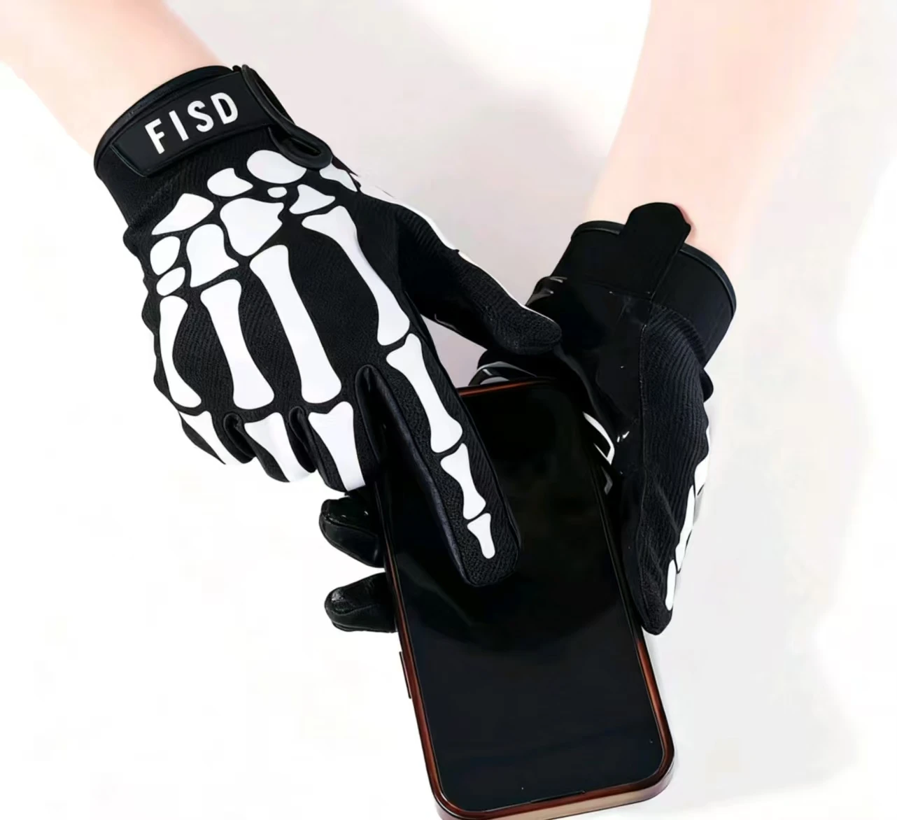 FISD DH MX Long Finger Gloves All-Season Model Christmas Night Light Ghost Claw Anti-Slip Durable for Football Off-Road Moto