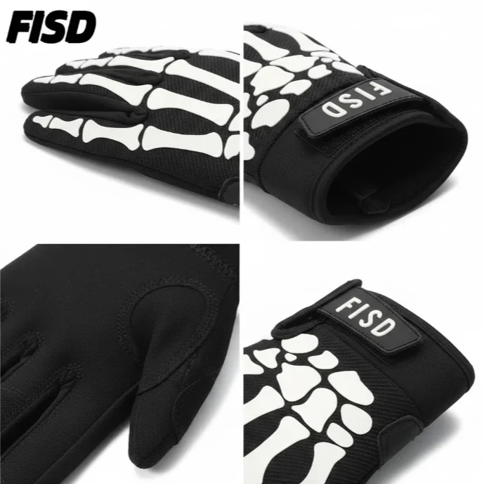 FISD DH MX Long Finger Gloves All-Season Model Christmas Night Light Ghost Claw Anti-Slip Durable for Football Off-Road Moto