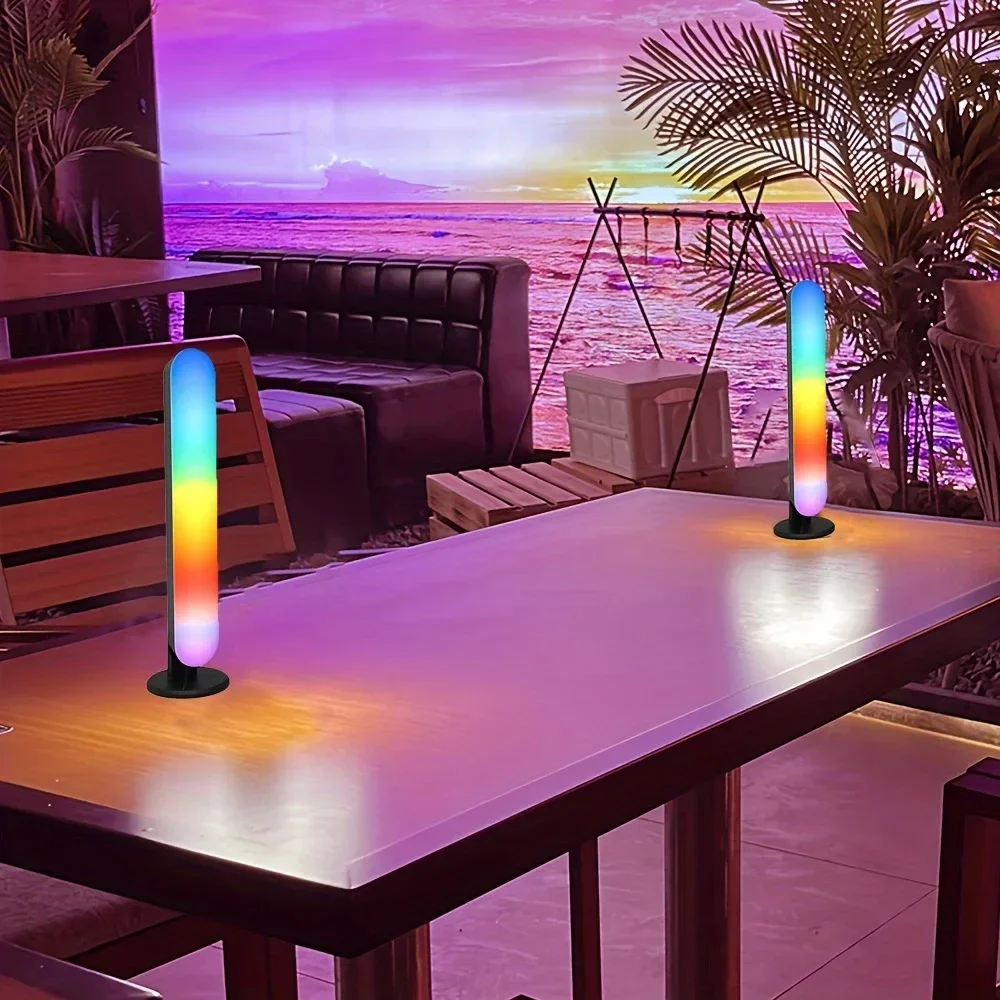 RGB Music Rhythm Lights Upgraded USB Rechargeable Model Christmas Decoration Desktop RGB Light Bar Music Rhythm
