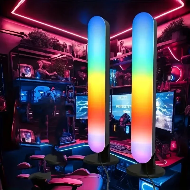 RGB Music Rhythm Lights Upgraded USB Rechargeable Model Christmas Decoration Desktop RGB Light Bar Music Rhythm
