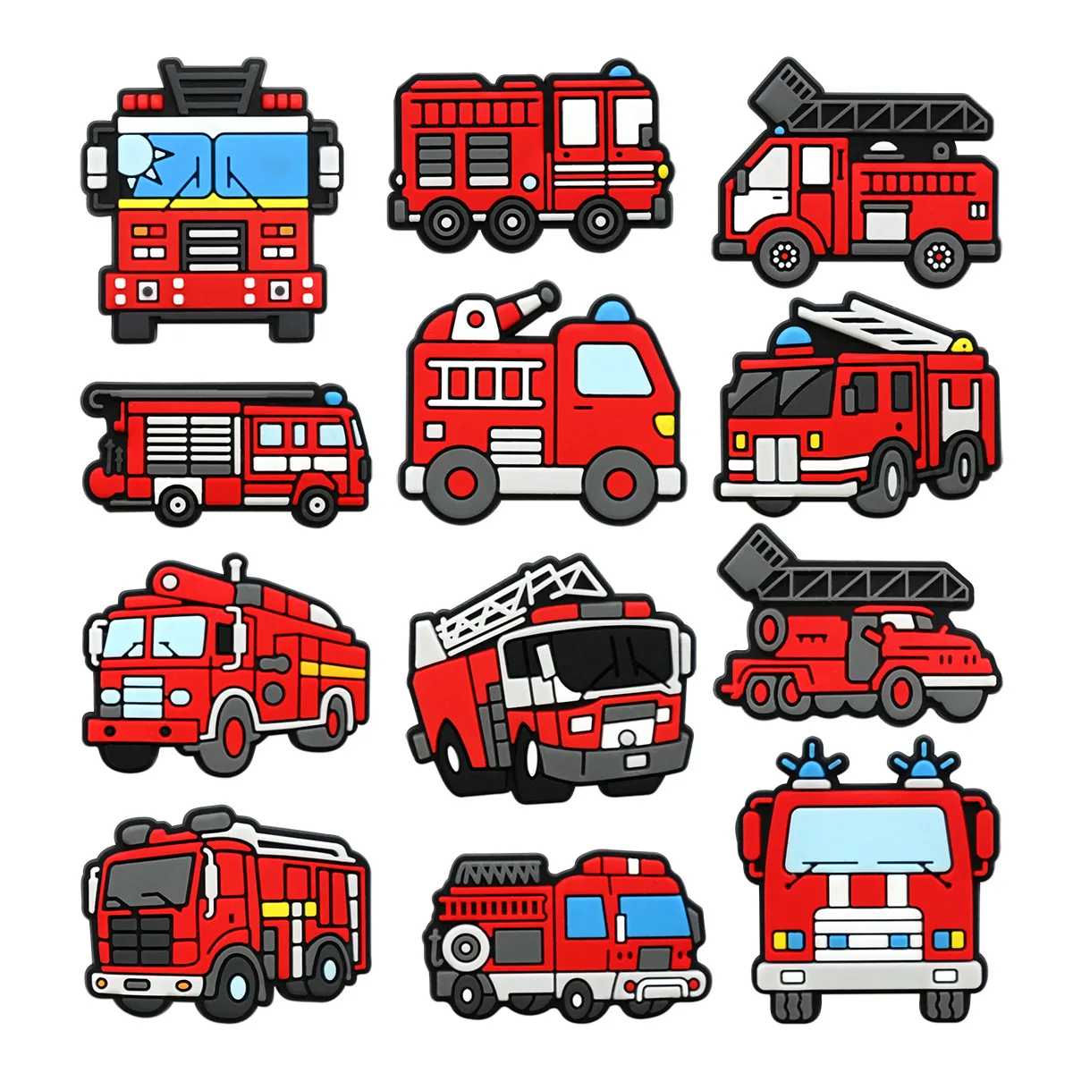 12Pcs Fire Truck Series Shoe Decorations Charms for Crocs Shoe Ornaments Perfect For Christmas And Birthday Party