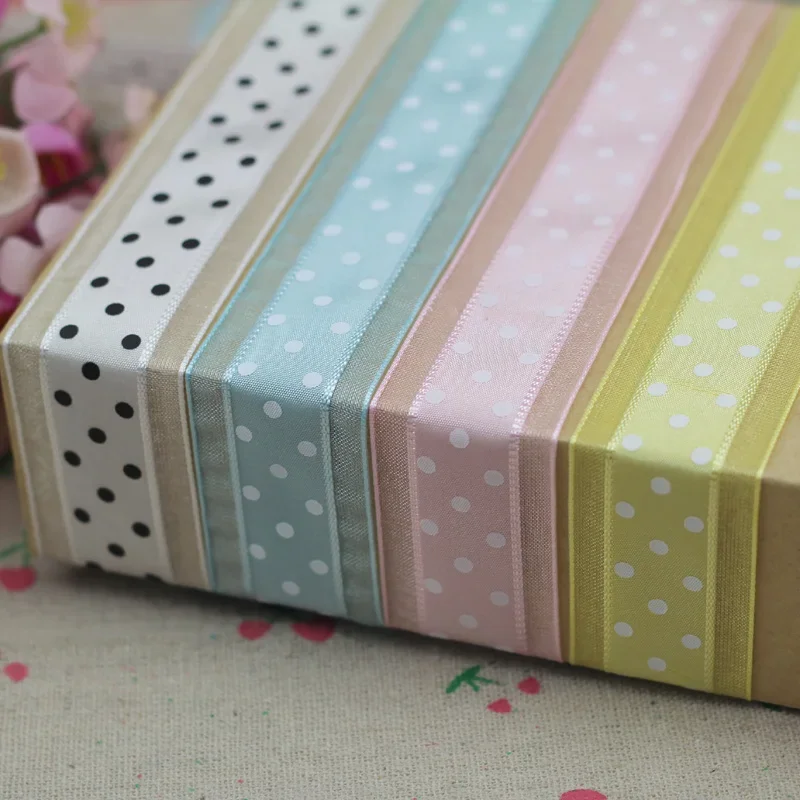 1''25mm 1meter Bilateral Organza Printing Polka Dots Ribbon Handmade Hair Bow Party Christmas Wedding Decor DIY Sewing Fabric