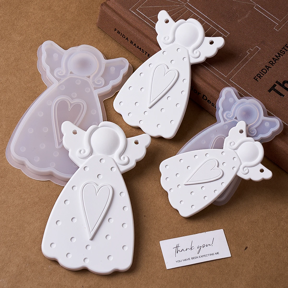 Heart Dot Texture Dress Girl Mold DIY Handmade Faceless Angel Plaster Resin Craft Silicone Molds Home Christmas Tree Decor