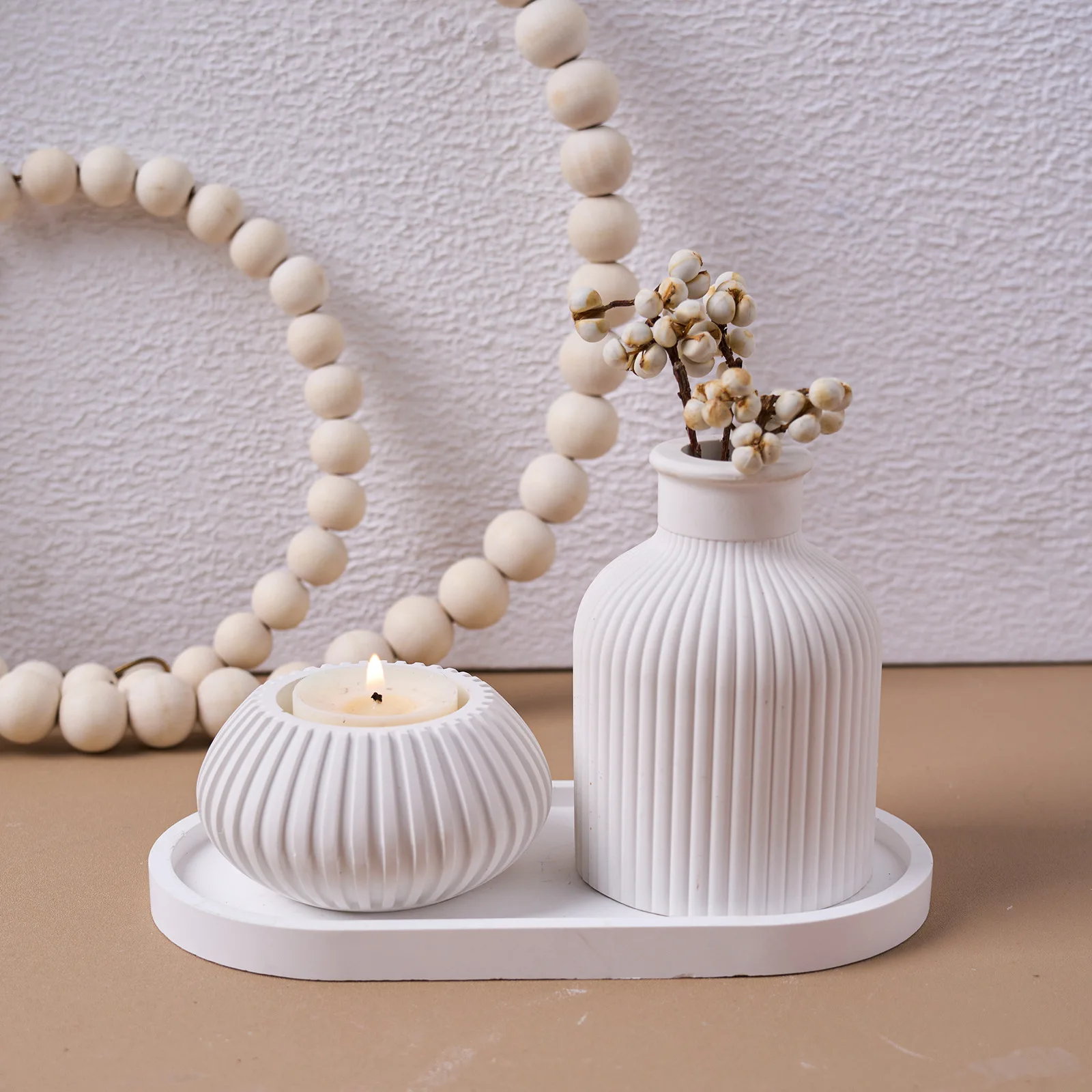 DIY Silicone Molds Striped Wax Jar Vase Tray Set Christmas Mold Simple European Style Plaster Ornament Making Mould Halloween
