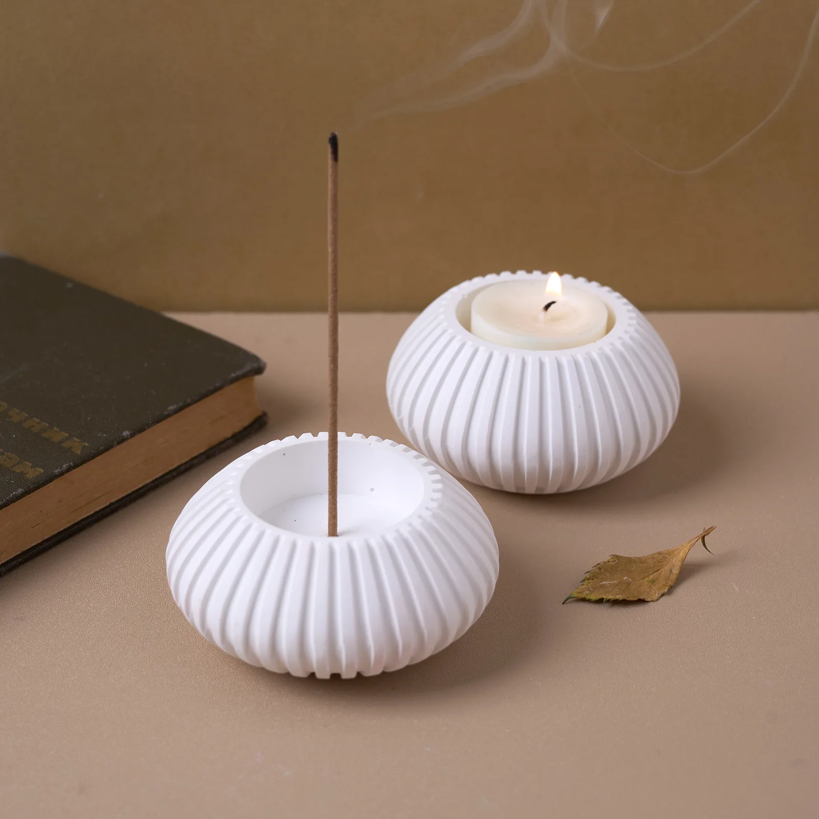 DIY Silicone Molds Striped Wax Jar Vase Tray Set Christmas Mold Simple European Style Plaster Ornament Making Mould Halloween