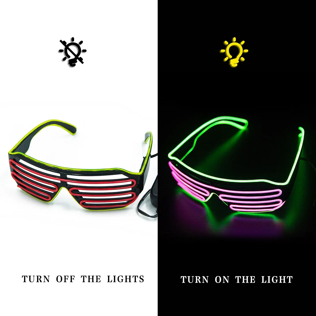 LED Luminous Glasses Halloween Glowing Neon Christmas Party Bril Flashing Light Glow Sunglasses Glass Festival Supplies Costumes