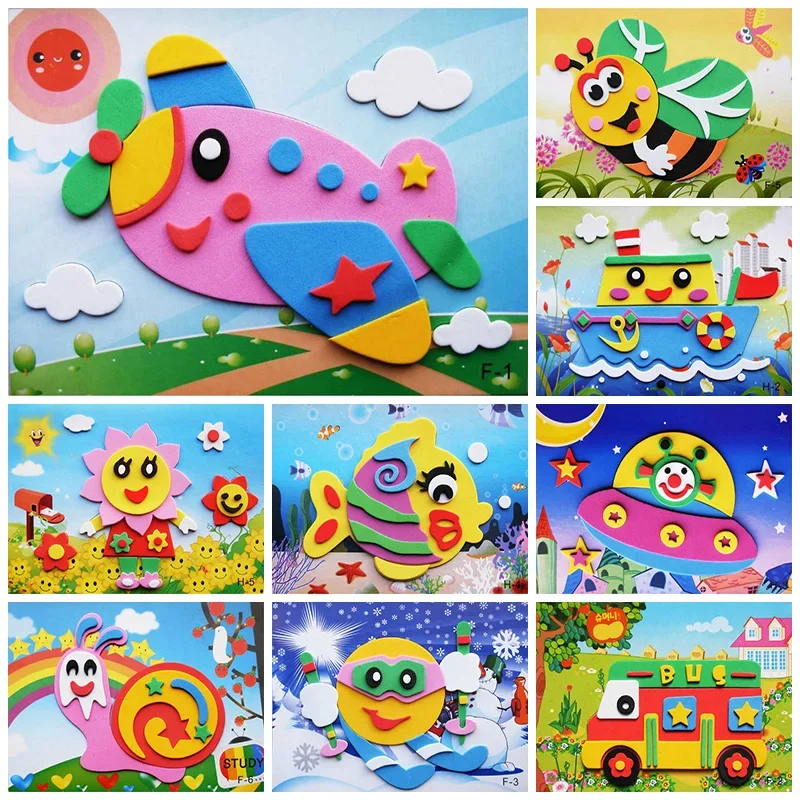 12 Pcs 3D EVA Foam Sticker DIY Cartoon Animal Puzzle Kids Birthday Party Favors Pinata Christmas Carnival Party Favors Reward