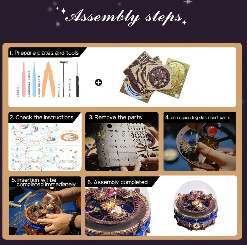 MU Horoscope Wooden Music Box 3D Three-Dimensional Jigsaw Hand DIY To Send Boyfriend Birthday Gift Christmas Toy Decoration Comp