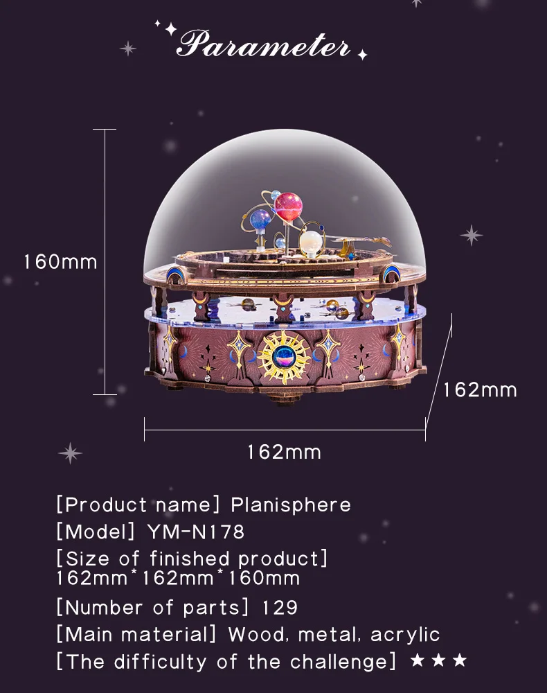 MU Horoscope Wooden Music Box 3D Three-Dimensional Jigsaw Hand DIY To Send Boyfriend Birthday Gift Christmas Toy Decoration Comp