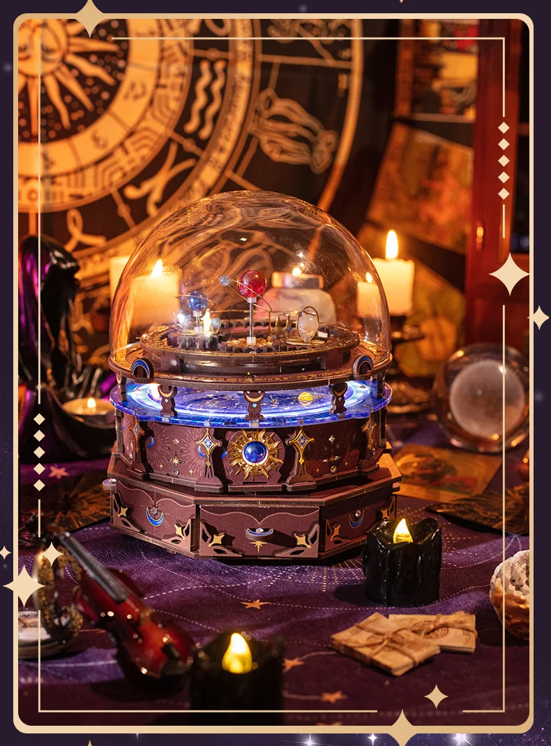 MU Horoscope Wooden Music Box 3D Three-Dimensional Jigsaw Hand DIY To Send Boyfriend Birthday Gift Christmas Toy Decoration Comp