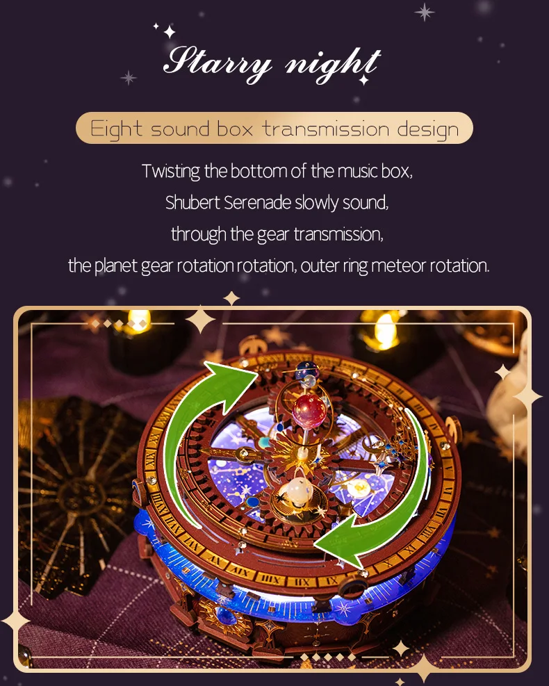 MU Horoscope Wooden Music Box 3D Three-Dimensional Jigsaw Hand DIY To Send Boyfriend Birthday Gift Christmas Toy Decoration Comp