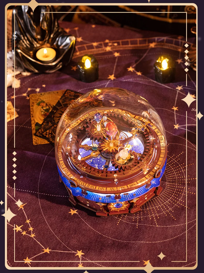 MU Horoscope Wooden Music Box 3D Three-Dimensional Jigsaw Hand DIY To Send Boyfriend Birthday Gift Christmas Toy Decoration Comp