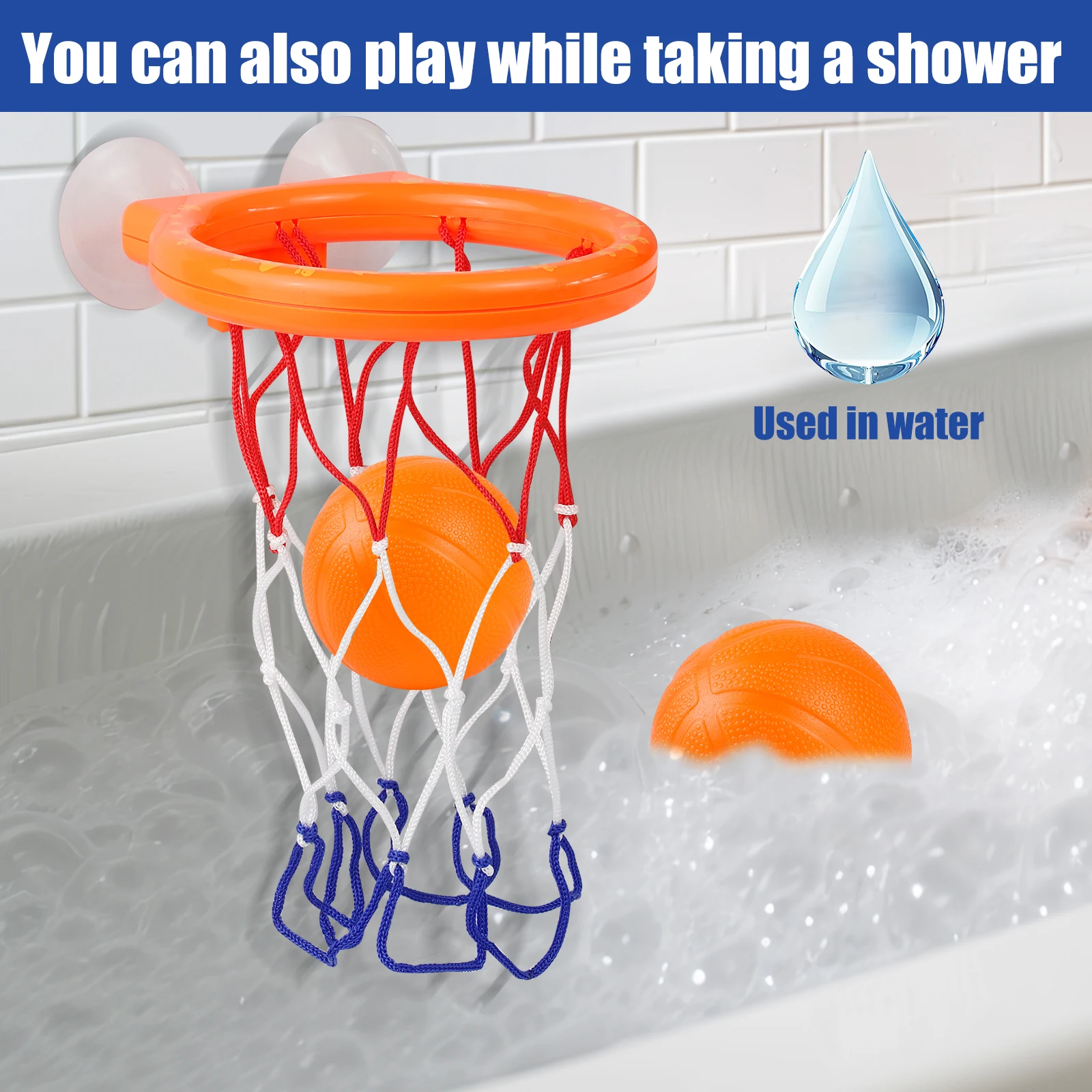 Bath Toys -mini Bathtub Basketball Hoop, Suction Cup Basketball Hoop & Balls Set, Halloween/Christmas