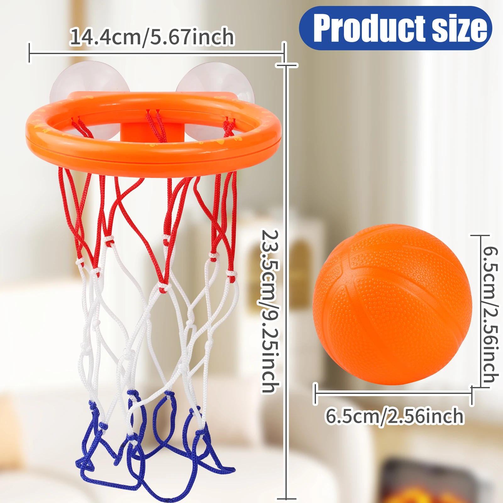 Bath Toys -mini Bathtub Basketball Hoop, Suction Cup Basketball Hoop & Balls Set, Halloween/Christmas