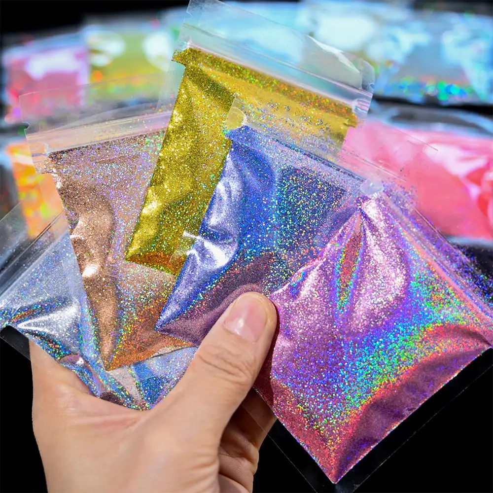 0.2mm Christmas Laser Chrome Red Glitter Powder 10G Ultra Fine Holographic Nail Pigment for Nail Gel Polish Reflective Pigment