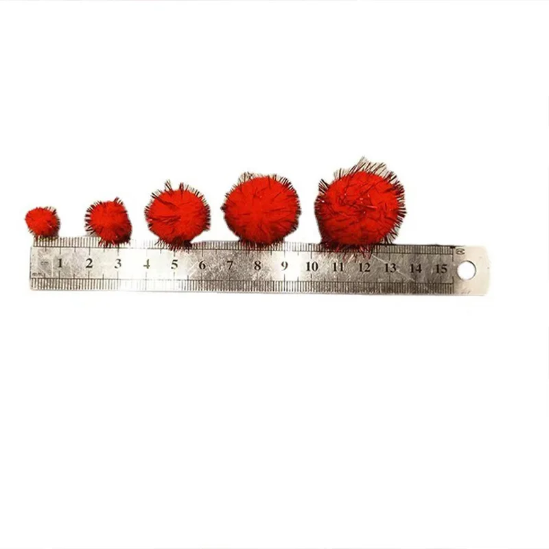 10/20/30 MM Glitter Pompom Fluffy Plush Christmas Decoration Gold Wire Flash Plush Ball Handmade Children's DIY Materials 100PCS