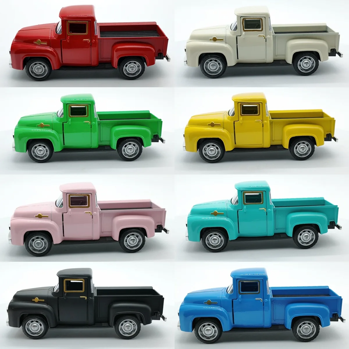 1:43 Classic Pickups Truck Simulation Car Model Alloy Pull Back Diecast Vehicle For Boys Children Christmas Decoration Toy