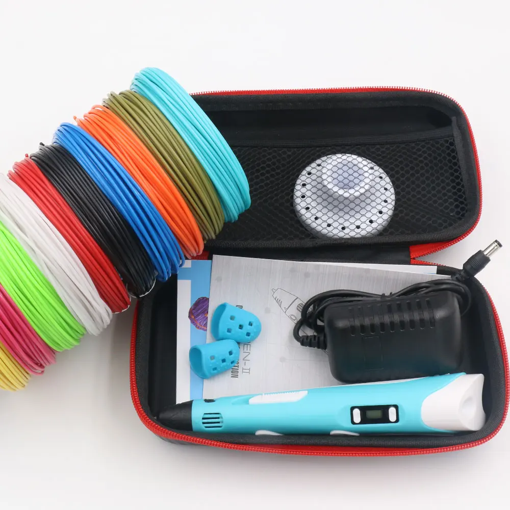 Children's 3D Pen 3D Drawing Printing Pen with LCD Screen Power Adapter 200M PLA Filament Toy Kids Christmas Birthday DIY Gift